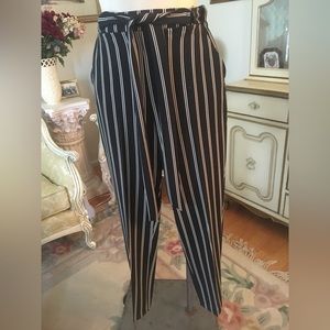 Potter’s Pot straight leg/pockets black/white stripe pants size M  c:1115